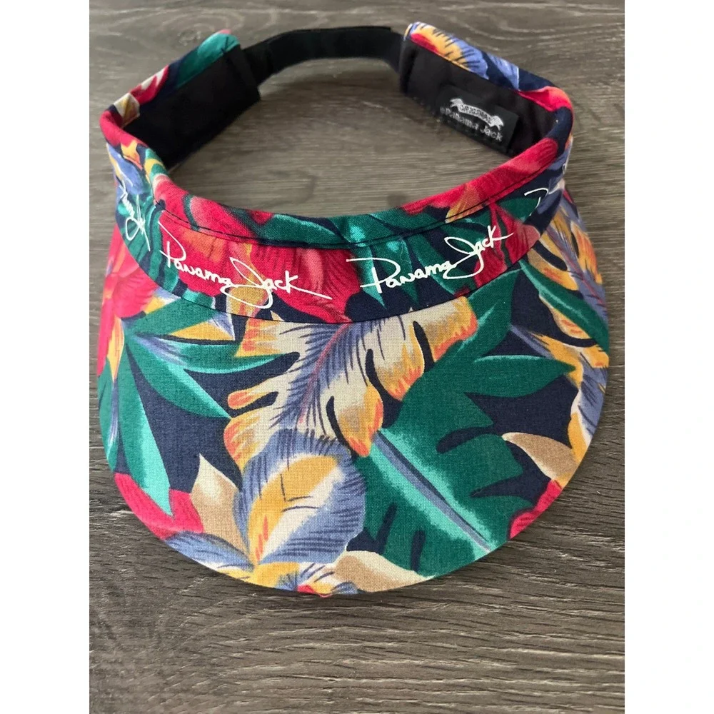 Panama Jack Multicolor Tropical Floral Adjustable Sun Visor Beach Hat Resort